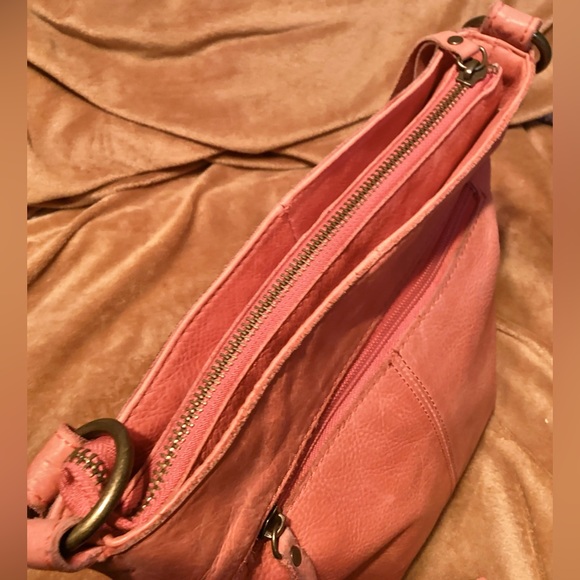 Lucky Brand Rayla Leather Crossbody Shoulder Handbag Boho Tassel Zip Tangerine - Picture 9 of 14